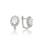 Supertrend Gümüş Oval Taşlı Çiçek Küpe