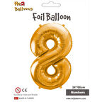 8 Rakam Altın Folyo Balon 34"