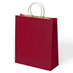 Bordo Büküm Saplı Kraft Çanta 45x50cm
