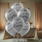 Siyah İyi Ki Doğdun Baskılı Metalik Gümüş Balon 12"