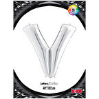 V Harf Gümüş Folyo Balon 40"