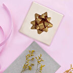 No:2 Altın Renkli Mat Metalik Hediye Paketi Süsü