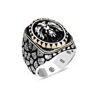 Supertrend Gümüş Çift Başlı Kartal Oval Erkek Yüzük