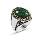 Supertrend Gümüş Yeşil Zirkon Taşlı Erkek Yüzük