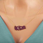 Supertrend Gümüş Gold Ay Yıldız Türkiye Haritası Kadın Kolye