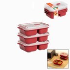 3 Pcs Kırmızı Bölme Dikdörtgen Saklama Kabı Seti 1200ML