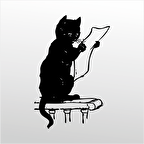 Folyo Sticker Gazete Okuyan Kedi