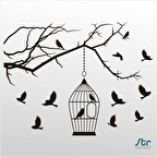 Folyo Sticker Kuş Kafesi