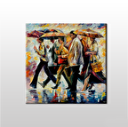 Yağmur Ve Şemsiyeler Kanvas Tablo