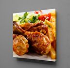 KIZARMIŞ TAVUK VE PATATES KARE KANVAS TABLO