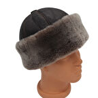  Serdar Model Deri Börk Şapka Bere Kürklü Börk Erkek Börk Kadın Börk Kahve Renklli