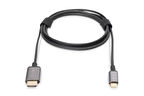 Digitus USB-C &lt;-&gt; HDMI Görüntü Adaptör Kablosu, UHD 4K/30Hz, 1.8 metre, siyah renk, metal gövde&lt;br&gt;
Digitus USB-C &lt;-&gt; HDMI Video Adapter Cable, UHD 4K/30Hz, 1.8 m, black, metal housi