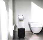 Lüks Banyo Mutfak Çöp Kovası Metal Standlı Tuvalet Wc Kağıtlık Seti