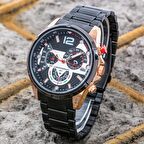 Yeni Sezon Erkek Saati Siyah Çelik Kordon Tasarım Kadran Analog Chronograph ST-304207