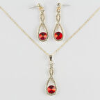 ZİRKON KIRMIZI TAŞ KOLYE SET
