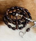 HARELİ KAHVE RENGİ KATALİN TESBİH BEYZİ MODEL ALPAKA PÜSKÜL