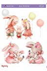 Pembe, Tavşan Ailesi, Easter, Paskalya Sulu Transfer Lnt-110 25x35