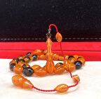 SİYAH - TURUNCU ALACALI SIKMA KEHRİBAR TESBİH 