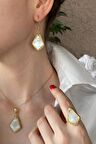 Birinci1926 925 Ayar Gümüş Vintage Geometrik Mother of Pearl Set