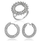 Gümüş Trapez Taşlı Kadın Set