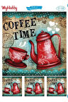 ST 538 Coffee Time, Kahve Zamanı, Kaligrafik Yazı Desenli Sulu Transfer 25*35 cm