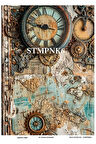 STMPNK6 Atlas, Saat, Çark Desenli Pirinç Dekopaj 30*42 cm