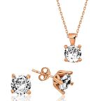 ​Gümüş Rose Tek Taş İkili Set