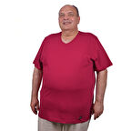 M-221 Erkek T-Shirt Süprem Bisiklet Yaka Kısa Kol 4XL BORDO