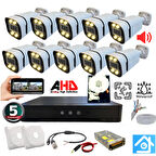ARNA 10 KAMERALI 5 MP SESLİ WARM LED WATERPROOF 3.6 MM LENS H.265 1 TB HDD DAHİL AHD GÜVENLİK SETİ - ST5101