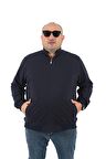 Starbattal Büyük Beden Basic Mevsimlik Fermuarlı Sweatshirt 22750 LACIVERT