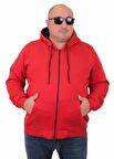 Starbattal Büyük Beden Unisex Kapüşonlu 3ip Sweat 11701 KIRMIZI