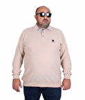 Starbattal Erkek Büyük Beden Polo Yaka Sweat Moc Grande 24410 BEJ