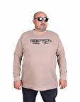 Starbattal Erkek Büyük Beden Sıfır Yaka 3ip Sweat Respect 24205 CAMEL