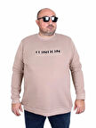 Starbattal Erkek Büyük Beden Sıfır Yaka 3ip Sweat London 24208 CAMEL