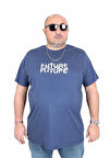 Starbattal Erkek Büyük Beden Sıfır Yaka Tişört The Future 25138 INDIGO