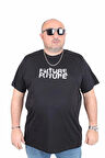 Starbattal Erkek Büyük Beden Sıfır Yaka Tişört The Future 25138 SIYAH
