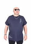 Starbattal Erkek Büyük Beden Sıfır Yaka Tişört Believe 25157 LACIVERT