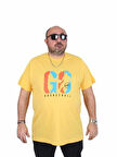 Starbattal Erkek Büyük Beden Sıfır Yaka Tişört Lets Go 25161 SARI