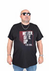 Starbattal Erkek Büyük Beden Sıfır Yaka Tişört Never 25165 SIYAH