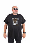 Starbattal Erkek Büyük Beden Sıfır Yaka Tişört Never Give Up 25182 SIYAH