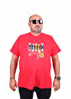 Starbattal Erkek Büyük Beden Sıfır Yaka Tişört Think 25184 KIRMIZI