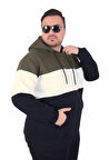 Starbattal Büyük Beden Kapüşonlu 3ip Sweat MG 25725 HAKI