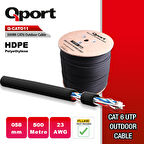 Qport Q-CATO11 500m CAT6 dış ortam siyah 23AWG,058 mm kablo