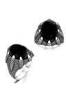 Oniks Taşlı 925 Ayar Gümüş Oval Pençe Model Erkek Yüzük