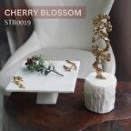 Zarif Altın Ağaç Heykeli Mermer Tabanlı ve Altın Detaylı Kare Mermer Tepsi- Mükemel orijinal tasarım