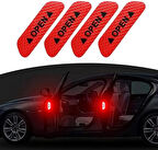 Araba Kapı Açık Uyarı Reflektörü Etiket Sticker 4'lü 9.5x2.5cm Kırmızı