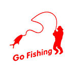 Go Fishing Araba Sticker 17x17 Cm Kırmızı