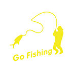 Go Fishing Araba Sticker 17x17 Cm Sarı