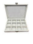 Cam Kapaklı Çok Bölmeli Takı Organizer Kutusu- Alcantara Gri