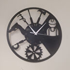 Duvar SaatiEndüstiriyel Dekoratif Duvar Saati Lazer Kesim Duvar Saati Çelik Duvar Saati 37cm